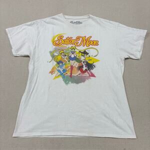 Sailor Moon Naoko Takeuchi White Unisex T-shirt Size LG Y2K 90's Vintage Cartoon